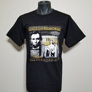 NEW Abraham Lincoln & Memorial Text Tee - Dark Academia / Scholar - L T Shirt